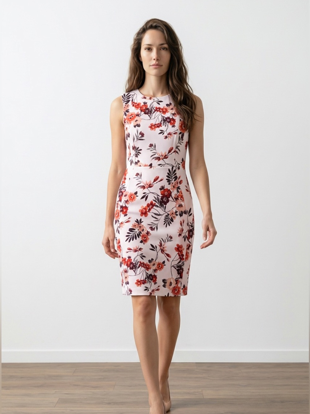 Gorgeous Calvin Klein Floral Sleeveless Dress - Pink and Red